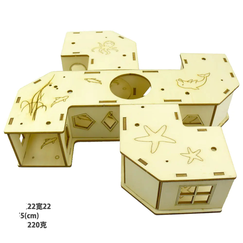 Wooden Hamster Exercise Tunnel and Climbing Platform