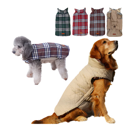 Waterproof Reversible Plaid Dog Jacket