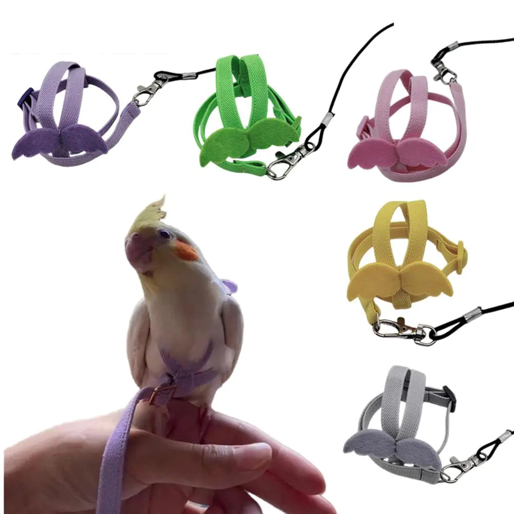 Adjustable Parrot Bird Harness with Traction Rope