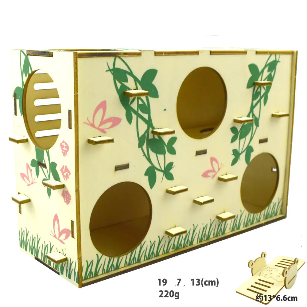 Wooden Hamster Exercise Tunnel and Climbing Platform