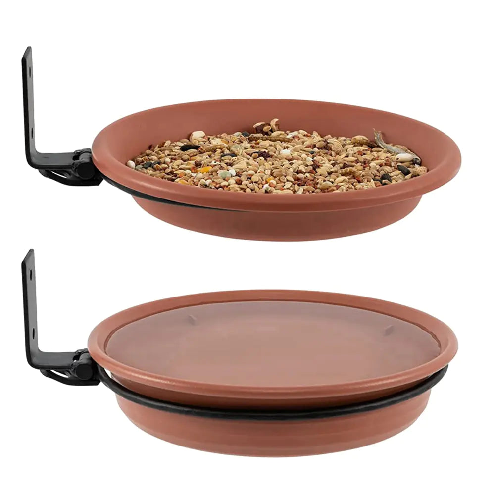 Wall-Mounted Bird Feeder and Bath with Trays and Rings