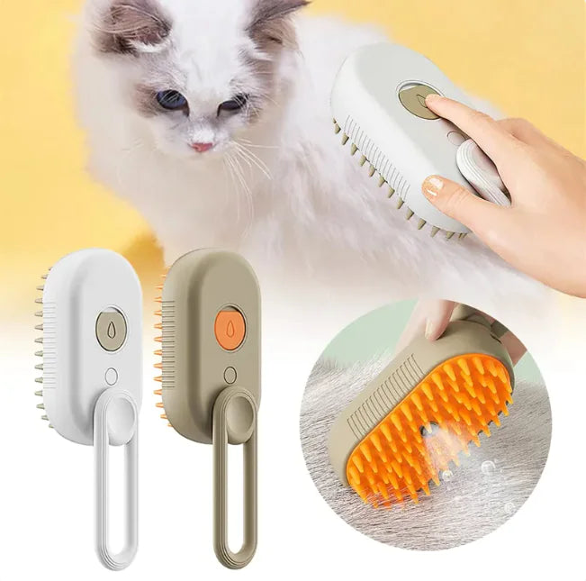 3-in-1 Electric Pet Steam Brush – Groom, Massage & De-Shed