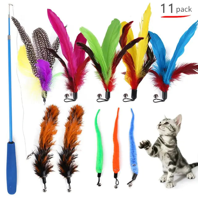 Retractable Cat Feather Toy