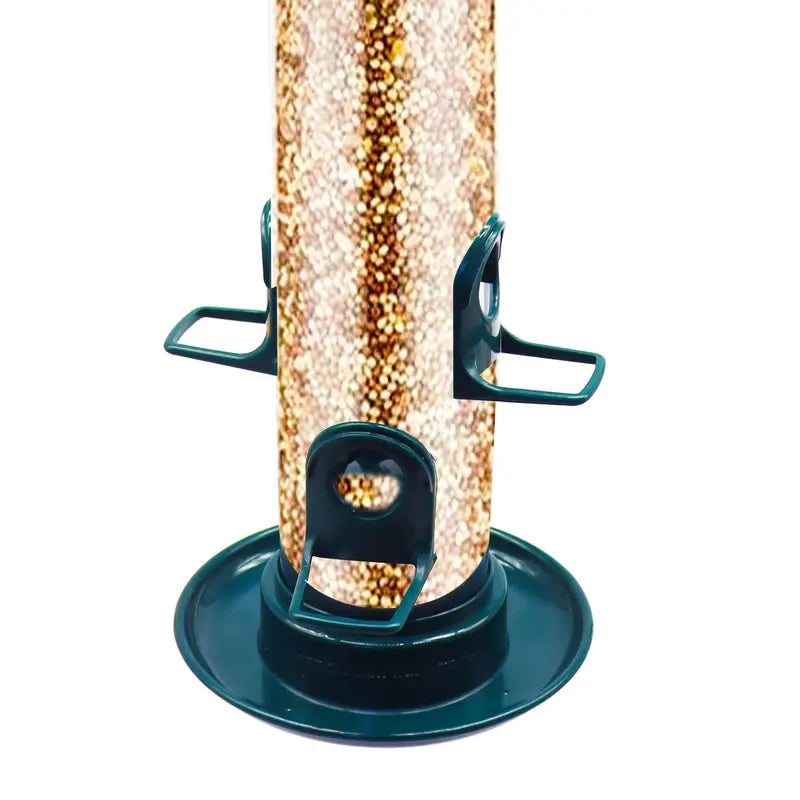 Hanging Bird Feeder for Outdoor Garden Decor, Metal Tube