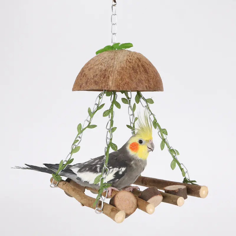 Parrot Paradise Coconut Bird Nest Swing Hammock