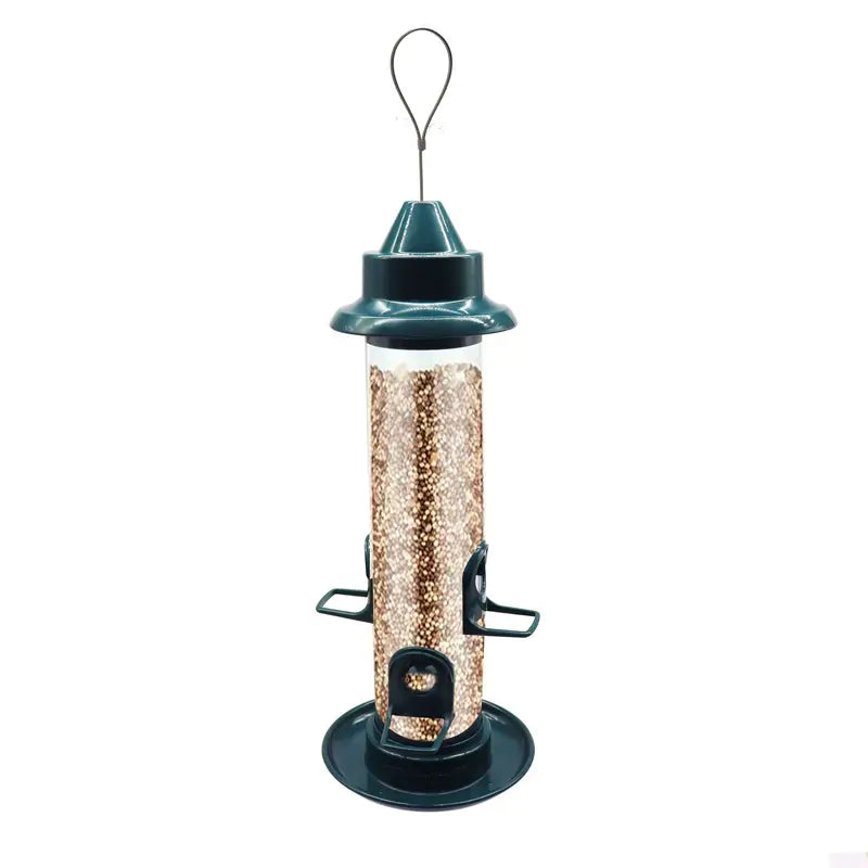 Hanging Bird Feeder for Outdoor Garden Decor, Metal Tube