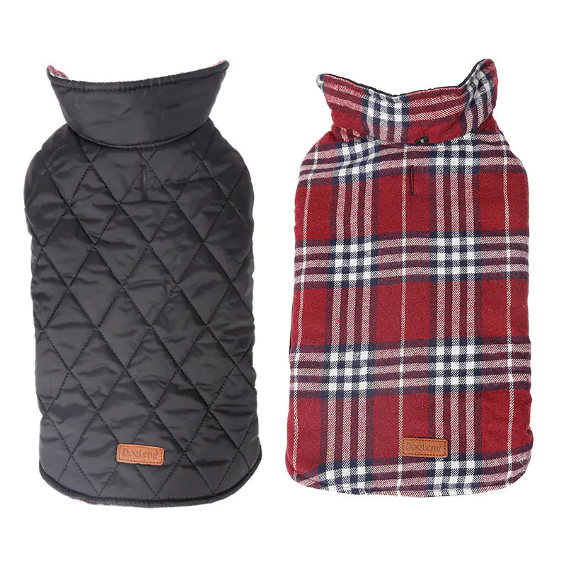Waterproof Reversible Plaid Dog Jacket