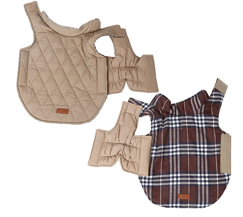 Waterproof Reversible Plaid Dog Jacket