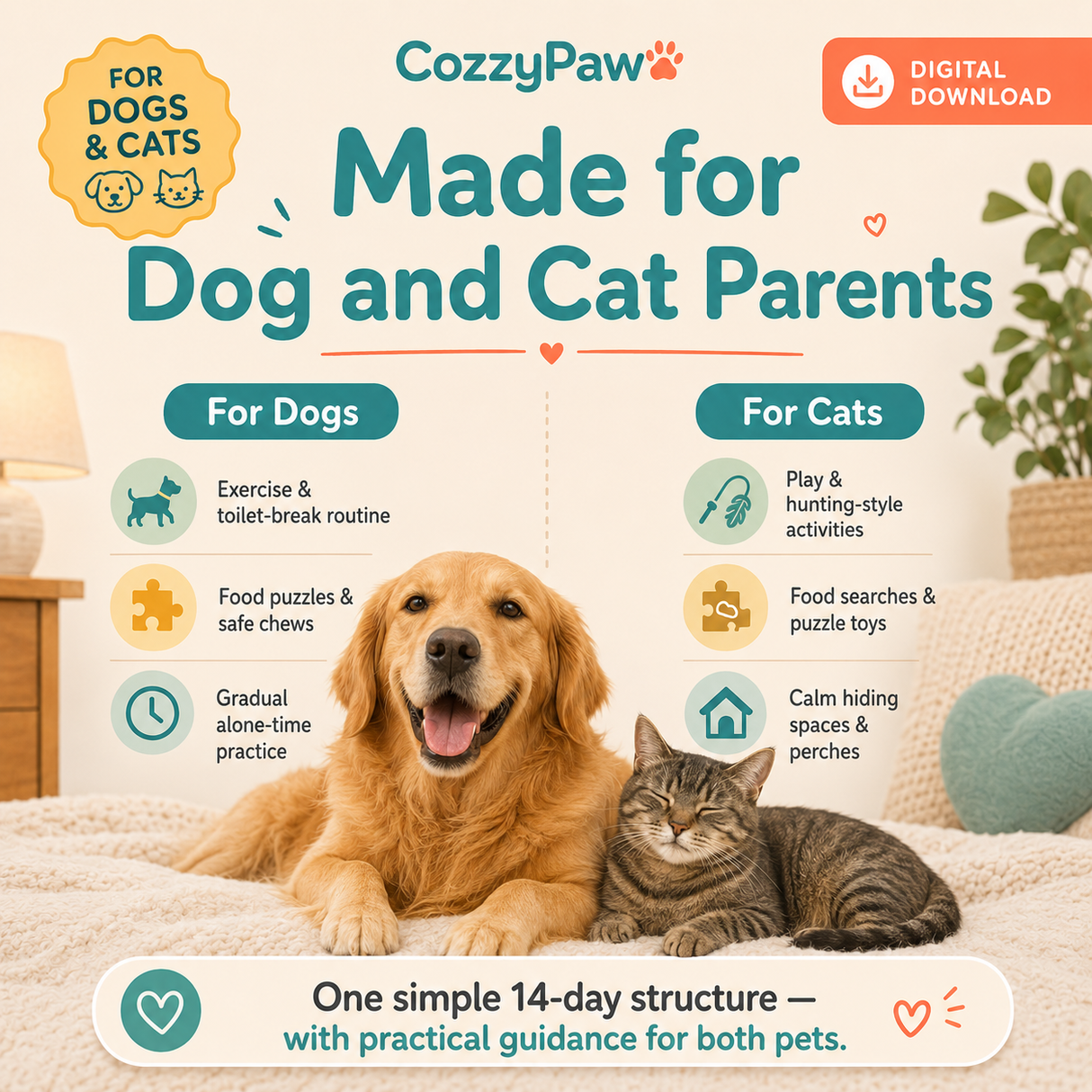 Calm Home Alone - 14-Day Digital Guide for Dogs & Cats